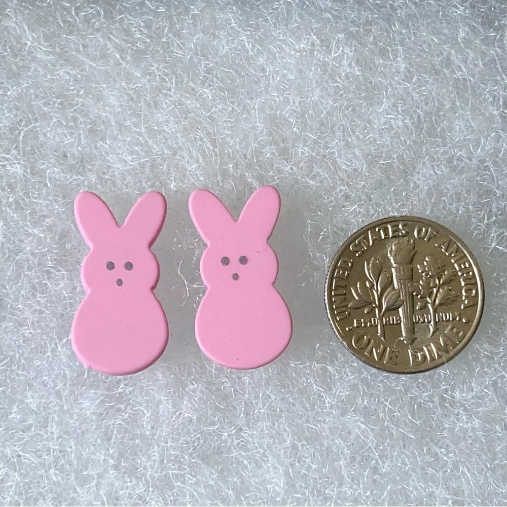 Pink Peep Easter BunnyBunnies Stud Earrings - Picture 2 of 2